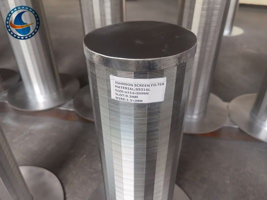 Ss304 Destek Çubuğu Elek Tamburu 0.1mm Yuvalı Kama Tel Ekran Borusu